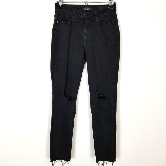 Judy Blue Denim - Judy Blue Women  Mid-Rise Destroyed Slim Fit  Jeans Size 25 Black Raw Hem